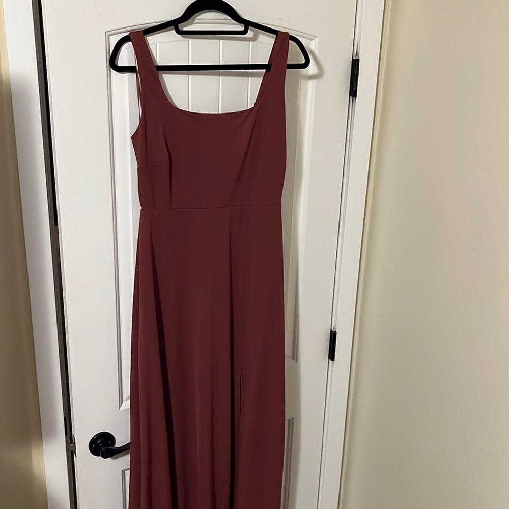 Birdy Grey Crepe Bridesmaid Formal Thigh High Slit Size L